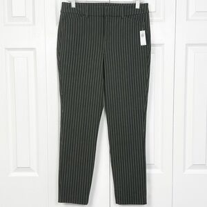 NWT Old Navy Grey Pinstripe Print High Rise Pixie Skinny Ankle Pants 6